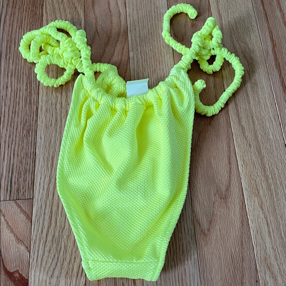 Aerie Triangle Bikini Set Womens Medium Yellow Swim Tie Strap NWT - Picture 9 of 10